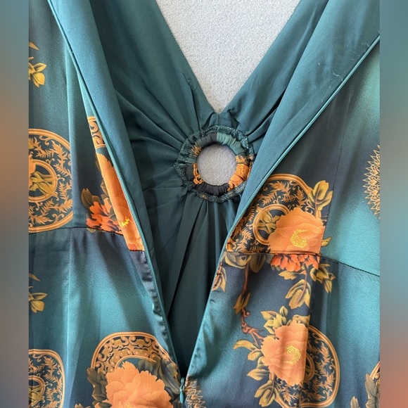 Gizelle Teal Printed Floral Maxi Dress green brown - Picture 15 of 16